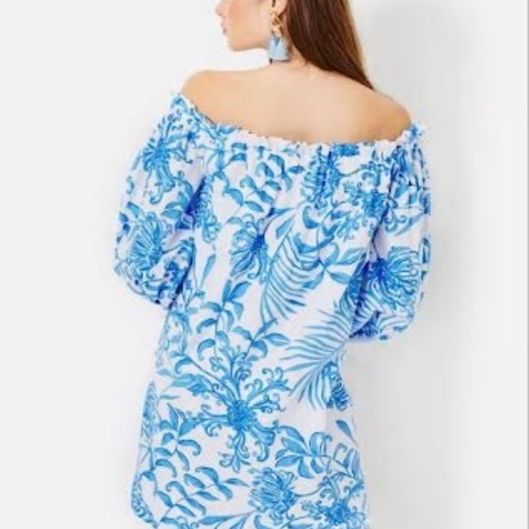 NWT Lilly Pulitzer Jamielynn Off-The-Shoulder Cotton Glisten In Sun Dress Size L - Picture 2 of 6